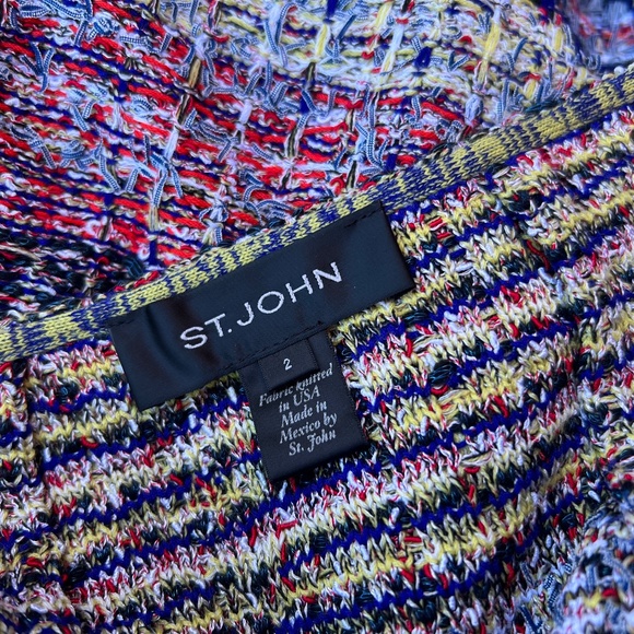 St John tweed stripped sparkle knit eyelash skirt with a fringed bottom, size 2 - Picture 3 of 6